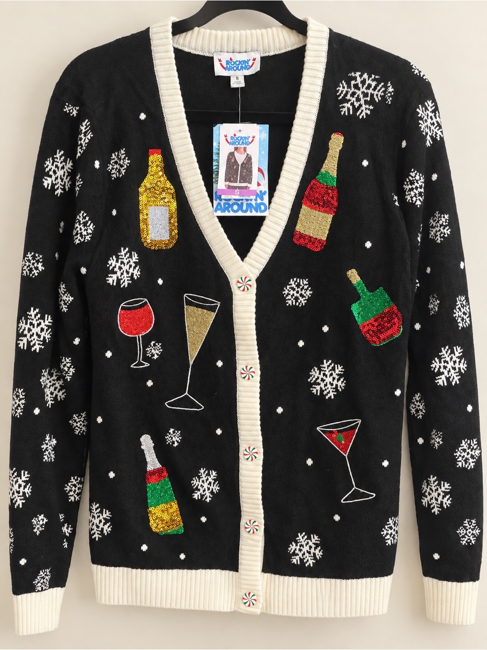 NWT Rockin Around Sequin Cocktail Christmas Cardigan Small